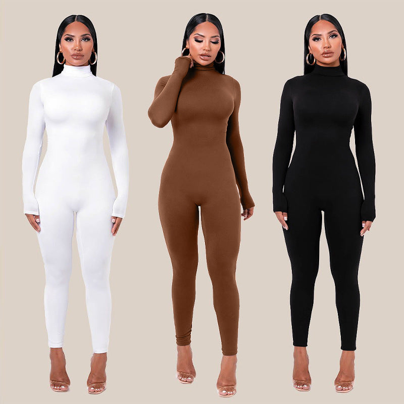 Women's  Long Sleeve Turtleneck  Jumpsuit